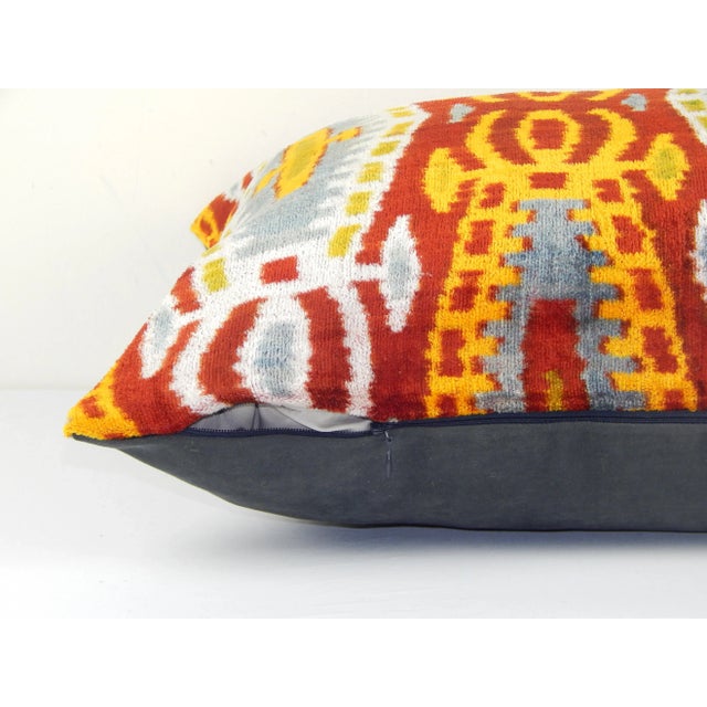 Ikat Velvet Pillow Cover For Sale In Philadelphia - Image 6 of 8