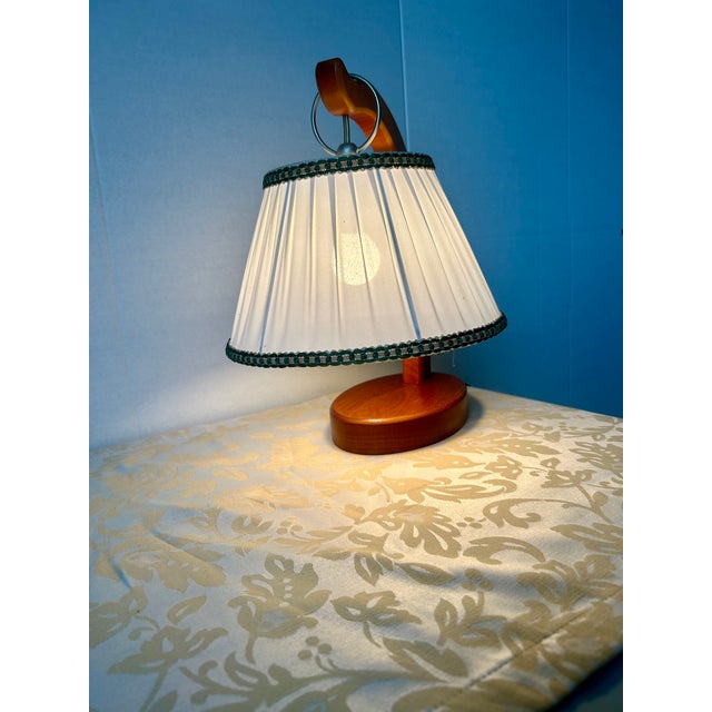 Cherry Wood Lamp with Lampshade, 1990s For Sale - Image 6 of 7