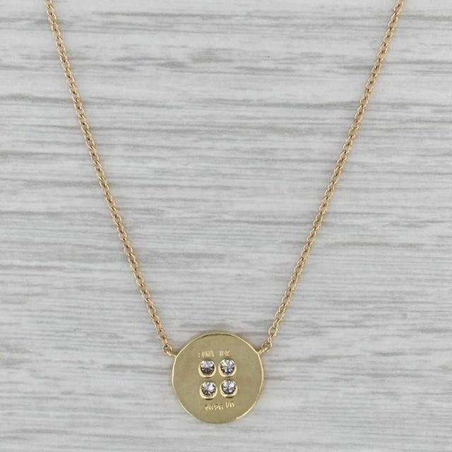 2010s 0.16ctw Diamond Button Pendant Necklace 18k Yellow Gold 20-22" Cable Chain For Sale - Image 5 of 6