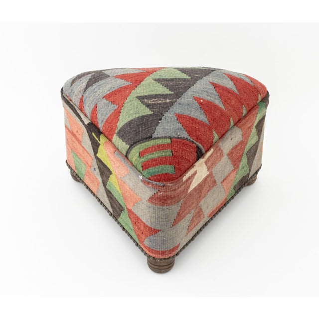 George Smith Style Kilim Upholstered Footstool For Sale In New York - Image 6 of 9