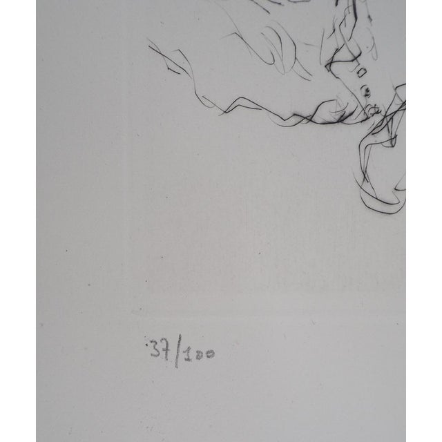 Modern Lucien Mainssieux, Crouching Moroccan Woman, Original Signed Etching, 1949 For Sale - Image 3 of 7