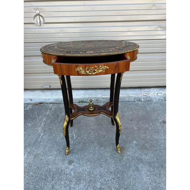 Wood French 19th Century Louis XV Style Kingwood and Marquetry Inlaid Ormolu Mounted Side Table. For Sale - Image 7 of 11