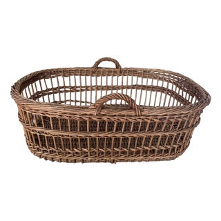 Large Antique Wicker Basket, 1890s For Sale