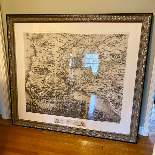 Monumental 17th Century Framed Map Etching "Rupellae Obsidio" by Jacques Callot For Sale - Image 12 of 18