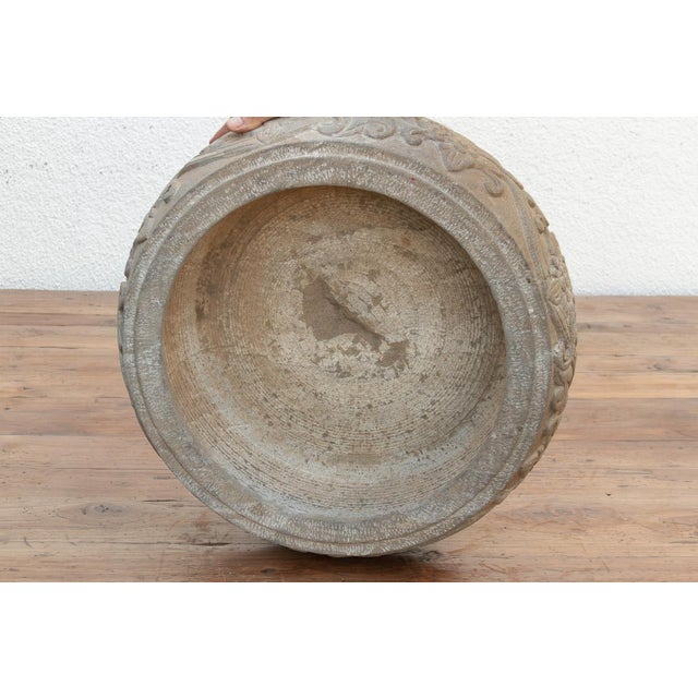 Lithic Art, Carved Stone Round Basin For Sale - Image 4 of 8