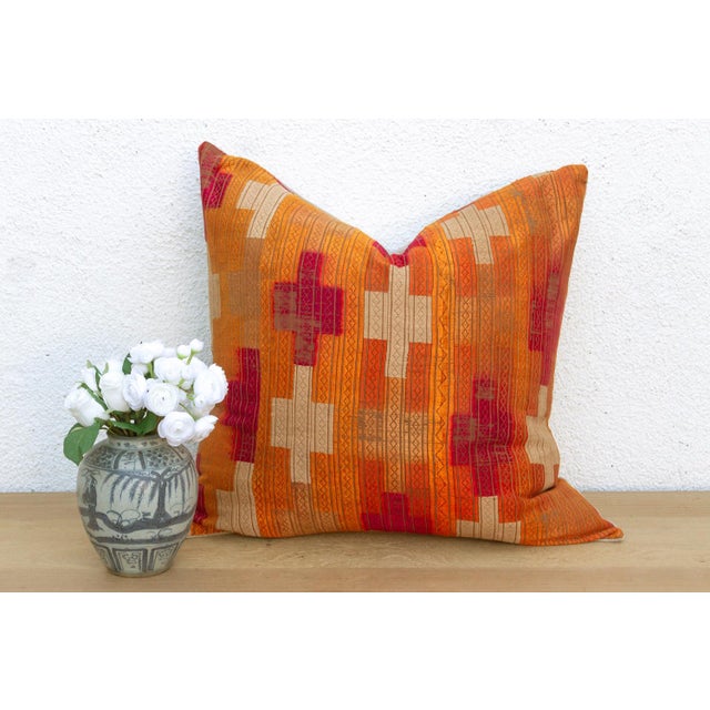 19th Century Maharaja Zenith, Large Heirloom Bagh Phulkari Pillow For Sale - Image 5 of 5