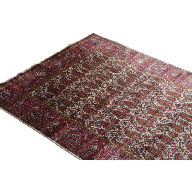 Hand-Knotted Antique Kashan Persian Rug in Red Paisley Pattern For Sale - Image 4 of 7