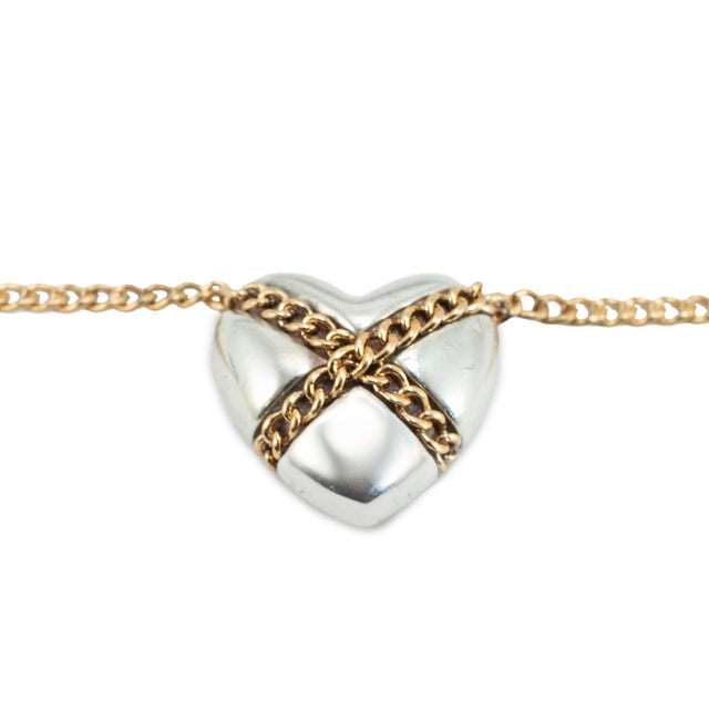 Early 21st Century Tiffany & Co. Cross My Heart 18k Yellow Gold Silver Two-Tone Pendant Necklace For Sale - Image 5 of 8