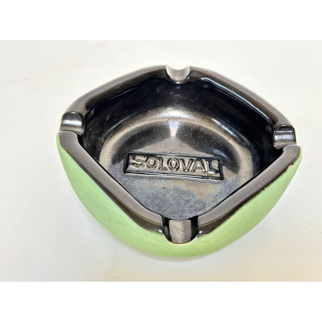Mid 20th Century Large French Mid-Century Advertising Ceramic Ashtray Green and Black 1950s For Sale - Image 5 of 13