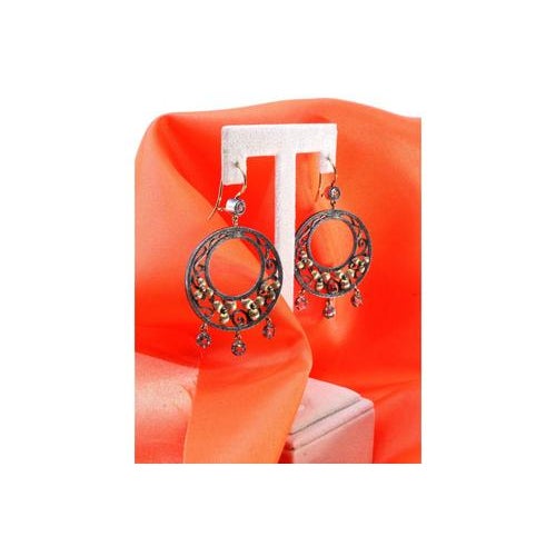 Gold and Silver Earrings with Three Pendants, Set of 2 For Sale - Image 5 of 11