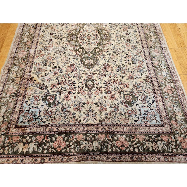 Vintage Indian Silk Rug, Hand-Knotted, Floral Medallion Design, 6' x 9' For Sale - Image 16 of 18