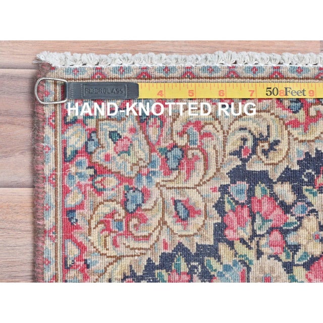 Textile 1960s Shabby Chic Persian Kerman Colorful Hand Knotted Wool Rug For Sale - Image 7 of 8