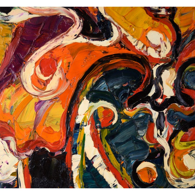 "Attention" Heavily Textured Abstract Expressionist Composition in Oil on Canvas by Harald Dry Schmidt For Sale - Image 4 of 9