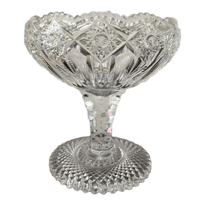 Antique American Brilliant Period Cut Crystal Footed Bowl/Compote