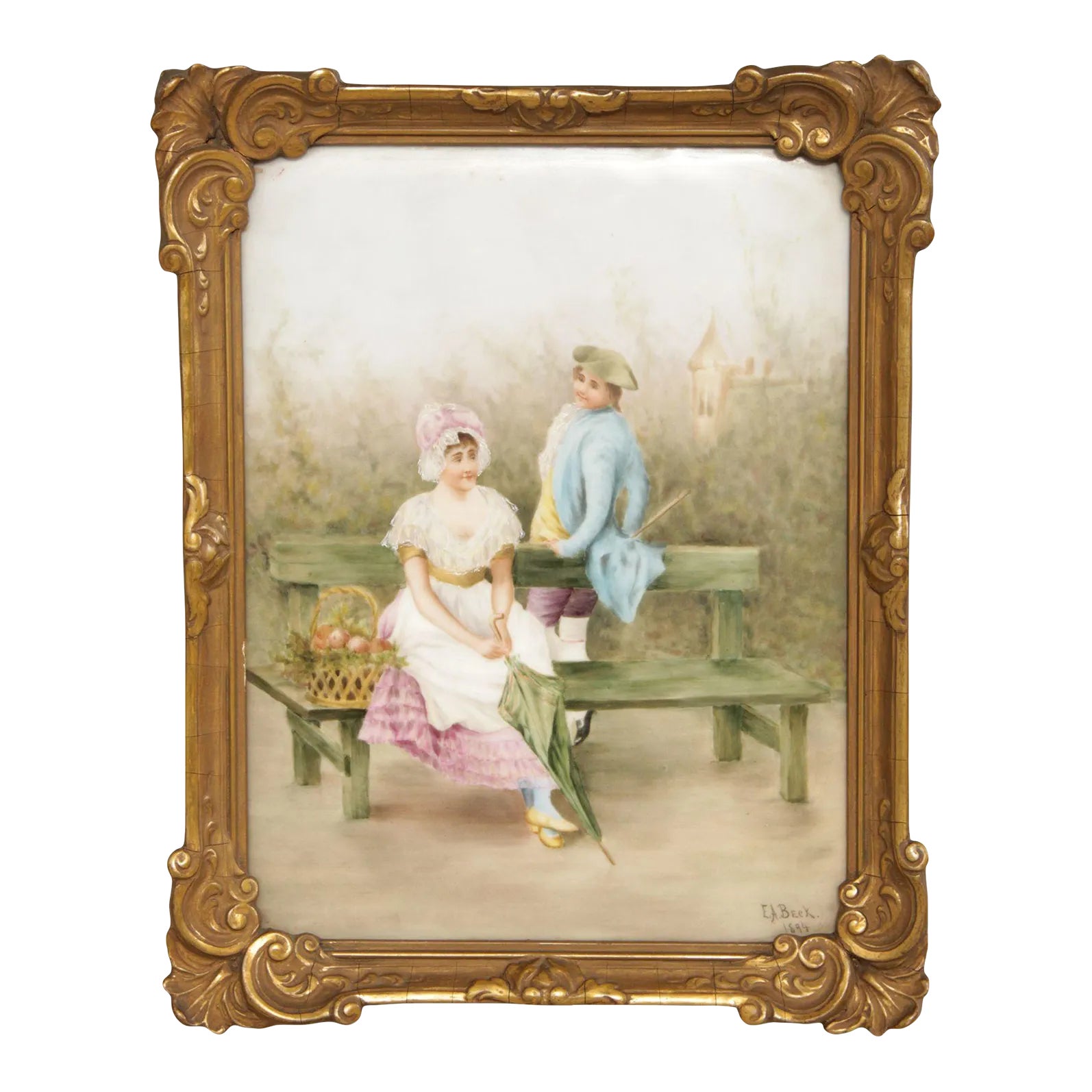 Antique French 19th C. Limoges Porcelain Wall Plaque Chairish