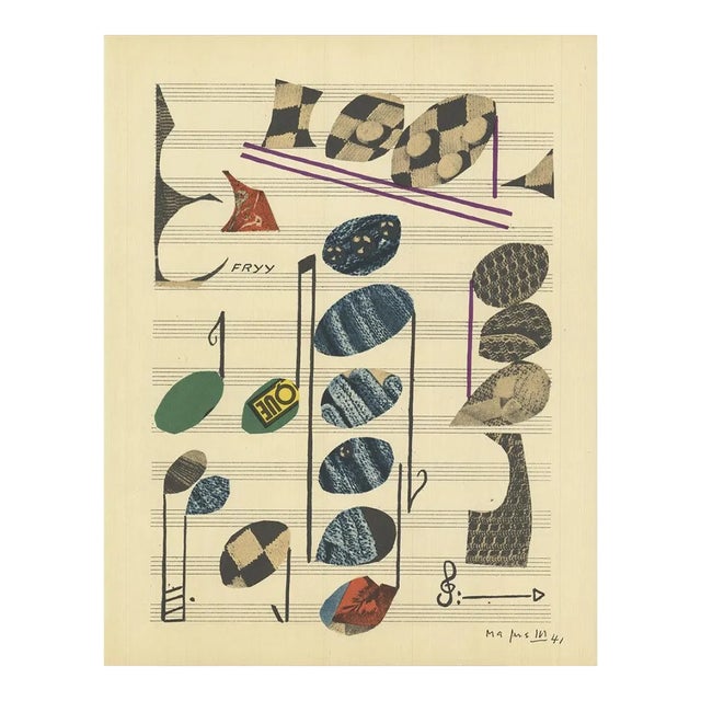 1975 Alberto Magnelli 'Musique' Modernism Blue,Green,Brown Lithograph For Sale