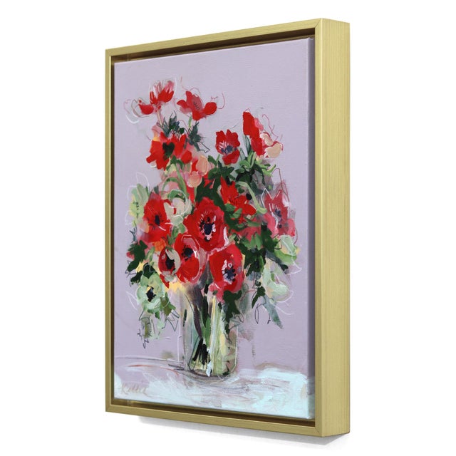 Contemporary Poppy Parade - Framed Original Floral Mixed Media Painting on Canvas by Kellie Newsome For Sale - Image 3 of 9