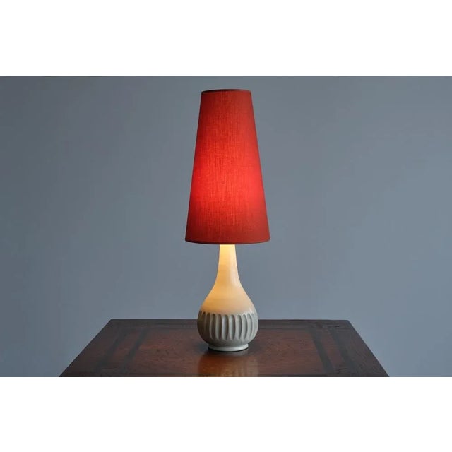 Textile Modern Swedish Ceramic Table Lamp by Anna-Lisa Thomson for Upsala Ekeby, 1940s For Sale - Image 7 of 11