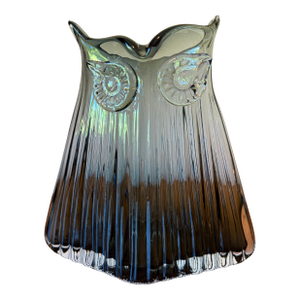 Vintage Hand Blown Glass Large Owl Vase