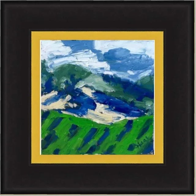 Modern Abstract Vineyard (6″×6″, Original Oil on Masonite) For Sale - Image 10 of 10