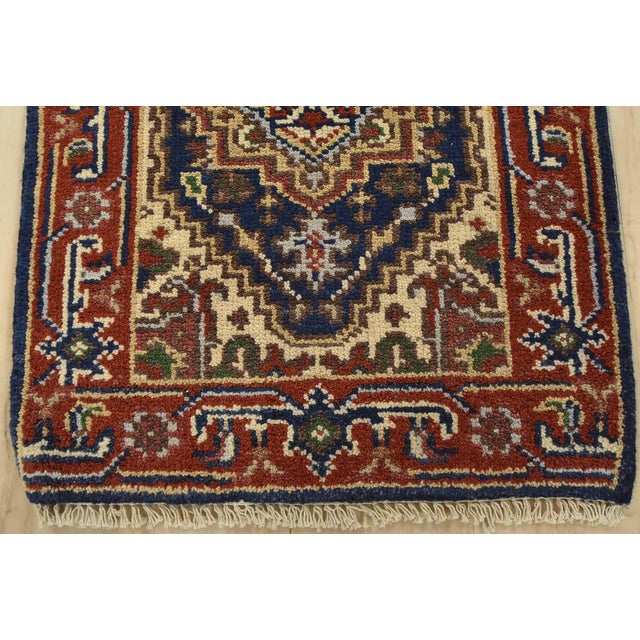 2020s Heriz Rug 2’2” X 2’11” Blue Wool Traditional Hand-Knotted Oriental Carpet For Sale - Image 5 of 7