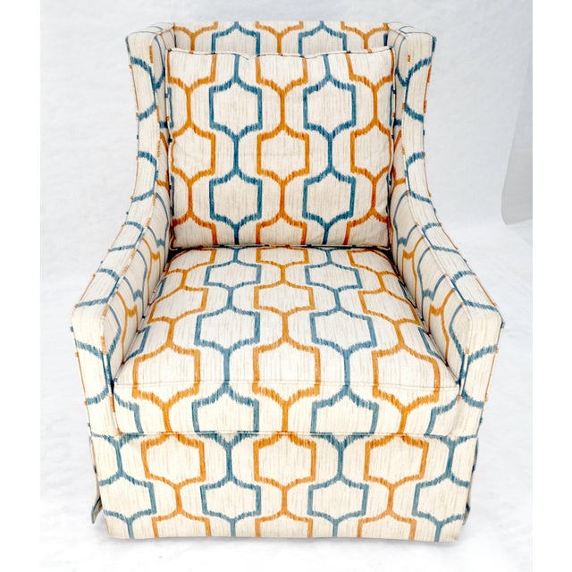 Mid Century Modern Funky Abstract Upholstery Arm Wing Chair MINT