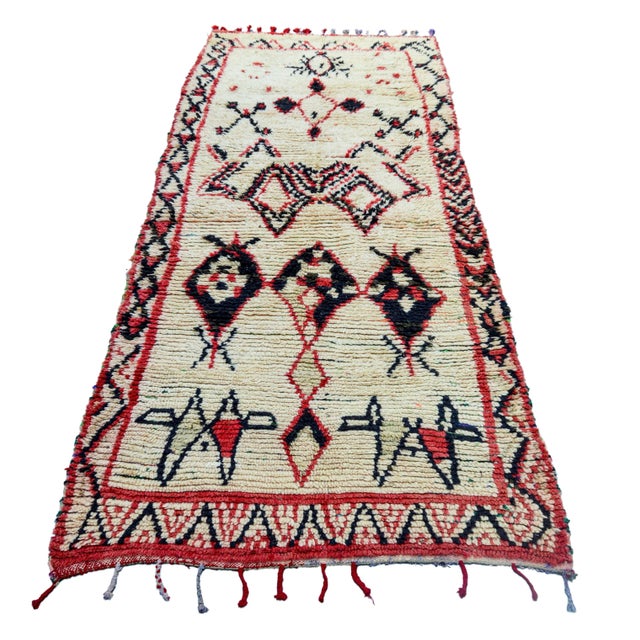 One-of-a-kind Moroccan rug, hand-knotted by the Berbers of the High Atlas Mountains of Morocco with soft organic wool....