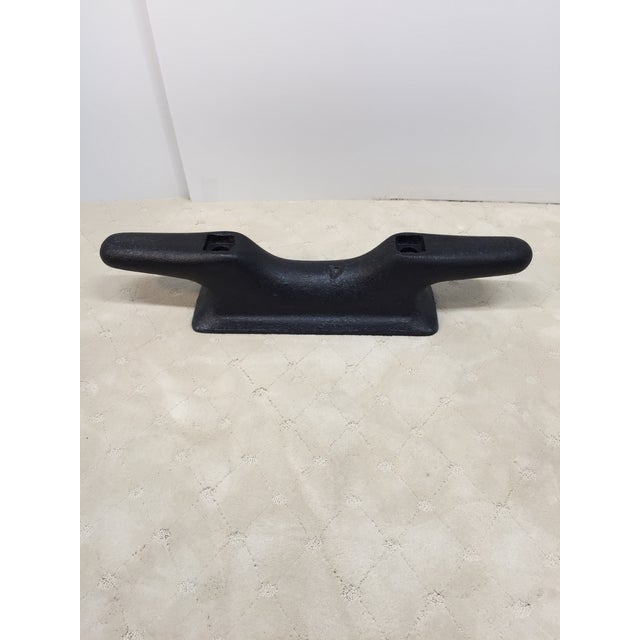 Black Large Metal Solid Ship Docking Cleat Nautical Antique Garden Item For Sale - Image 8 of 17