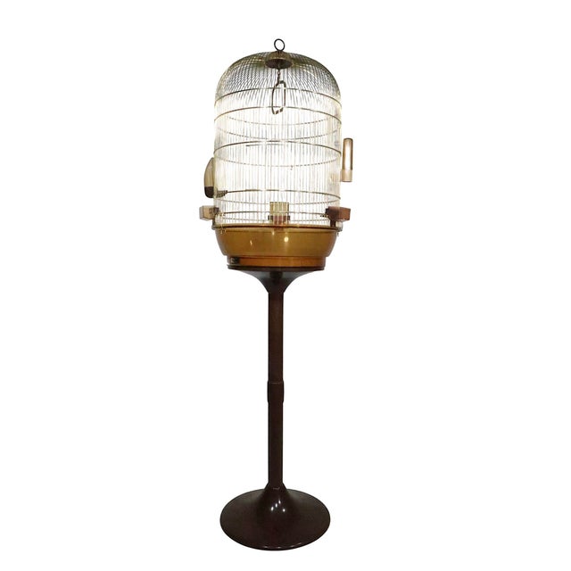 Metal Vintage Space Age Fer Plast Birdcage Made in Italy C. 1970's For Sale - Image 7 of 17