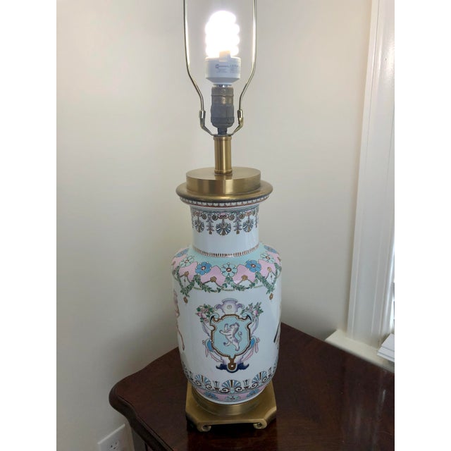 Eccentric Pastel-Painted With Colorful Characters Ceramic Lamp Look closer at the details and characters on this vintage,...