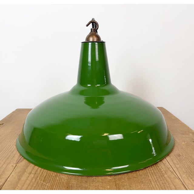 Industrial Green Enamel Factory Pendant Lamp from Jackson Electrical Co., 1960s For Sale - Image 15 of 18
