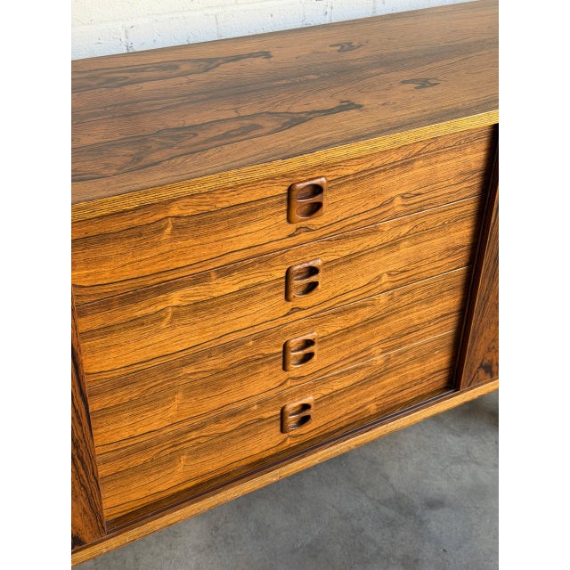 Rosewood Low Credenza Sideboard in Style of Ladoga Erik Wortz Sweden Mid-Century Modern 1960s For Sale - Image 4 of 9