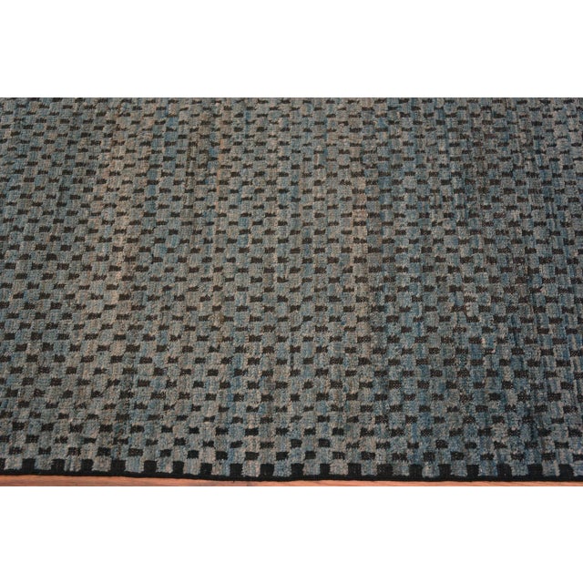 Nazmiyal Collection Blue Grey Allover Brown Modern Wool Rug For Sale In New York - Image 6 of 7