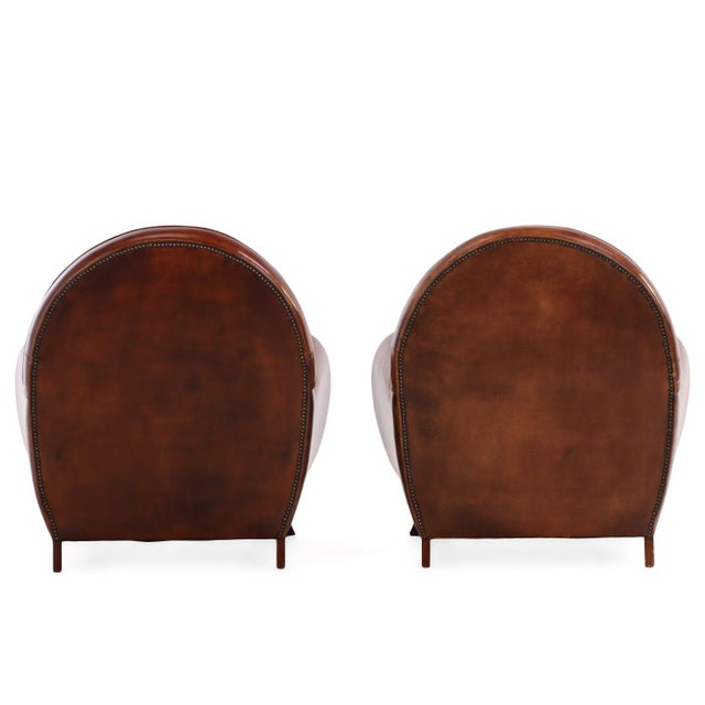 1940s Pair of Dutch Art Deco Leather Club Chairs, 20th Century For Sale - Image 5 of 8