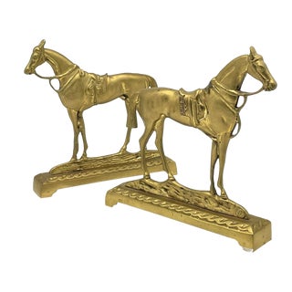 Pair of Antique Brass Equestrian Bookends For Sale