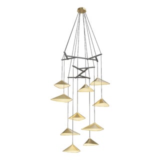 Emily V10 Group Pendant Light in Metallic Tones by Daniel Becker For Sale