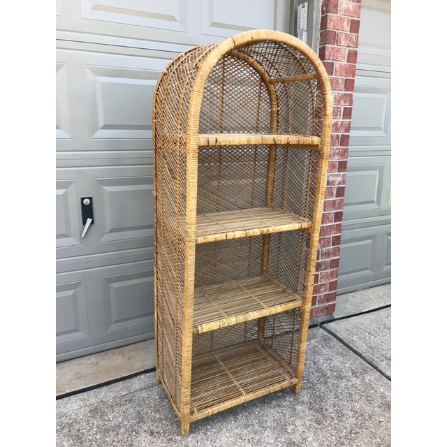 Vintage Rattan Shelf Bookcase Etagere Chairish