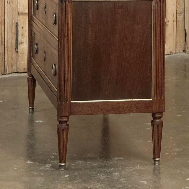 Antique French Louis XVI Mahogany Commode With Carrara Marble For Sale - Image 12 of 17