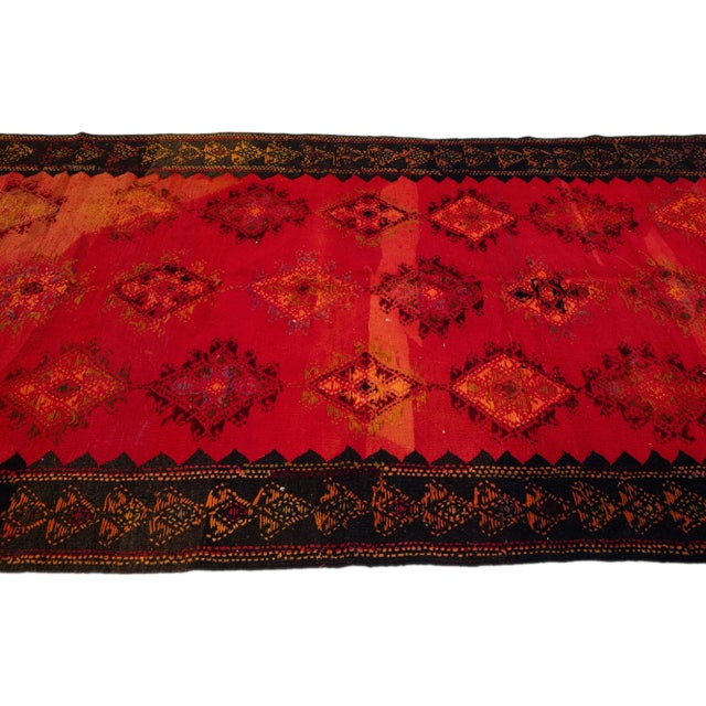 1960s 1960s Vintage Turkish Kilim Red Handmade Tribal Wool Rug For Sale - Image 5 of 8