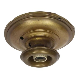 1910s Traditional Single Socket Brass Flush Mount Light For Sale