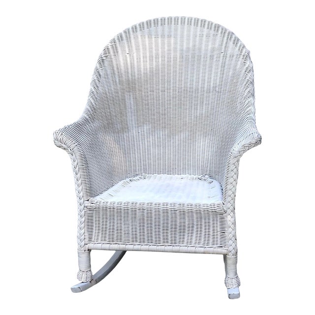 Vintage White Wicker Rocking Chair Chairish