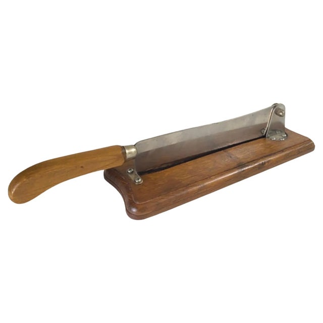 French Wood and Steel Bread Knife on Wood Plate, 20th Century For Sale - Image 12 of 12