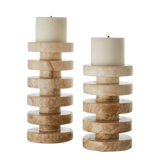Marble Stacked Disk Candle Stand Set For Sale