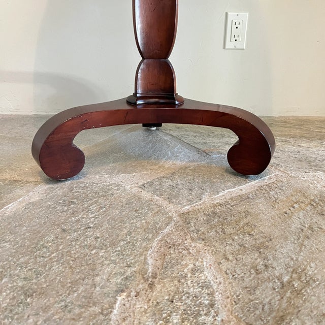 Wood Late 20th Century Baker Milling Road Round Side Table With Pie Crust Scalloped Rim For Sale - Image 7 of 13