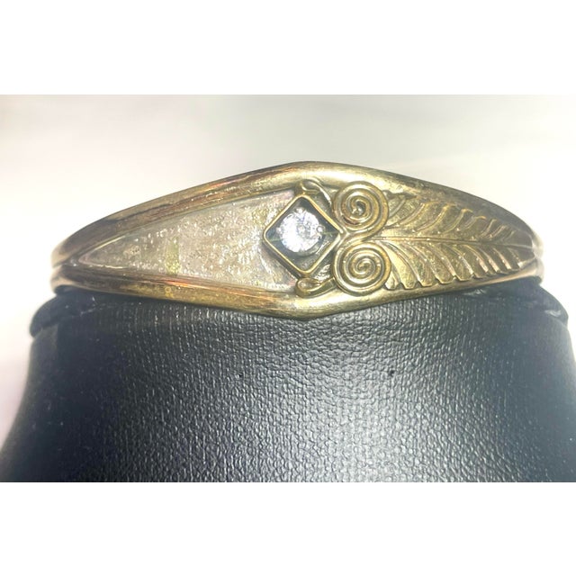 1960s Bangle by Navajo Artist Silver Ray Gold Filled Sterling Silver With Brilliant Round Cut White Topaz For Sale - Image 9 of 9