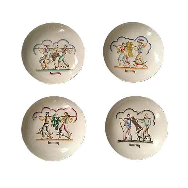 Four Season Plates by Gio Ponti, 1960s, Set of 4 For Sale