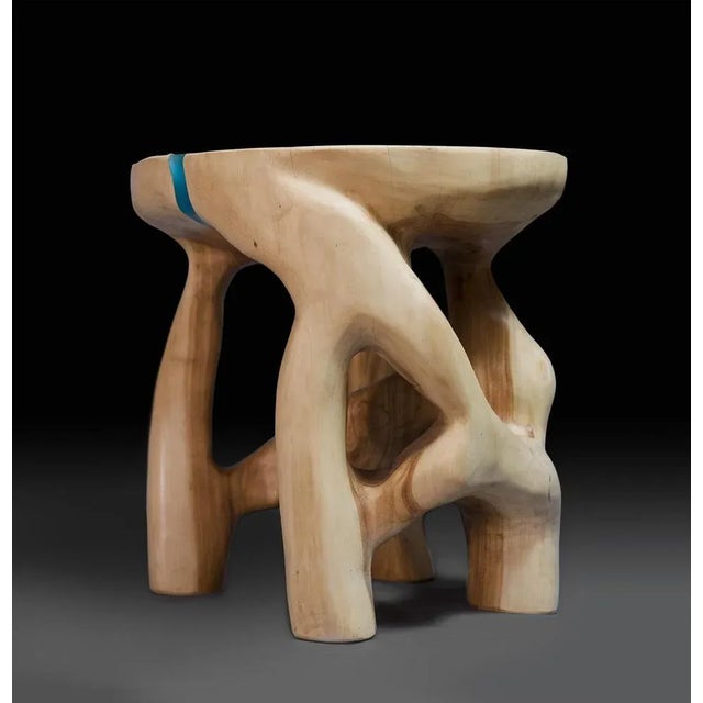 Wood Sculptural Side Table by Logniture For Sale - Image 6 of 8