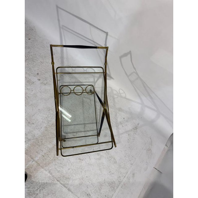 Italian Bar Trolley in Brass and Wood attributed to Cesare Lacca, 1950s For Sale - Image 12 of 17