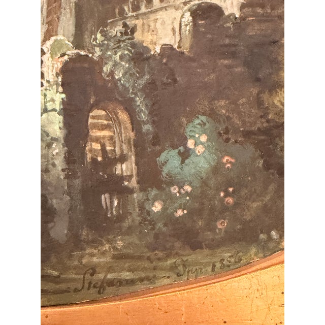 Stefanini, Castle at Night, 19th Century, Tempera Painting, Framed For Sale - Image 3 of 7