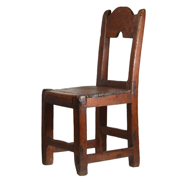 Folk Art Italian Chair with Carved Backrest, 1838, Wood For Sale - Image 10 of 10